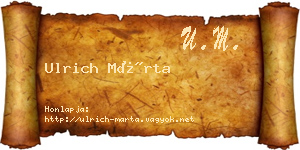 Ulrich Márta névjegykártya
