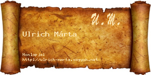 Ulrich Márta névjegykártya